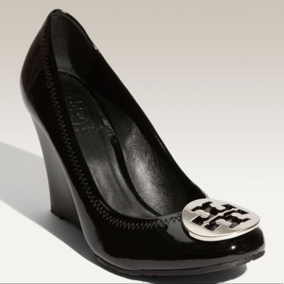 Tory Burch Shoes - Tory Burch Sophie Black Patent Leather Wedge